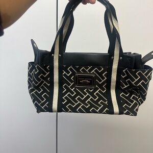 Tommy Hilfiger Black and White Geometric Tote